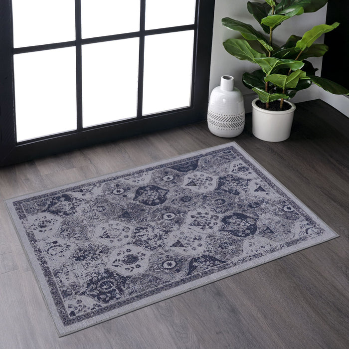 2' x 3' Area Rug, Machine Washable Area Rugs, Low-Pile Non-Slip Non-Shedding Foldable Kid & Pet Friendly, Area Rugs For Living Room, Bedroom, Kitchen, Dining Room Rug, Perfect Gift - Blue