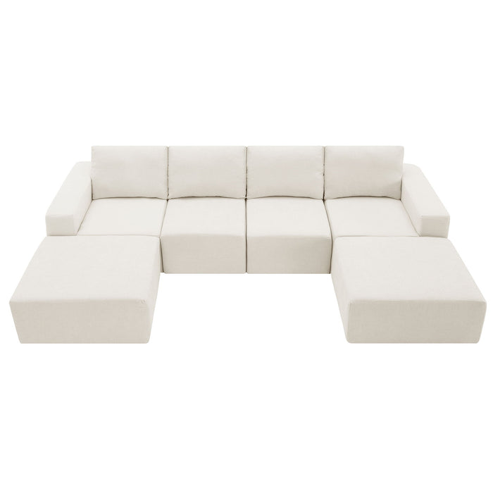 Modular U-Shaped Sectional Sofa, Luxury Chenille Floor Couch Set, Upholstered Indoor Furniture, Foam - Filled Sleeper Sofa Bed For Living Room, Bedroom, Free Combination