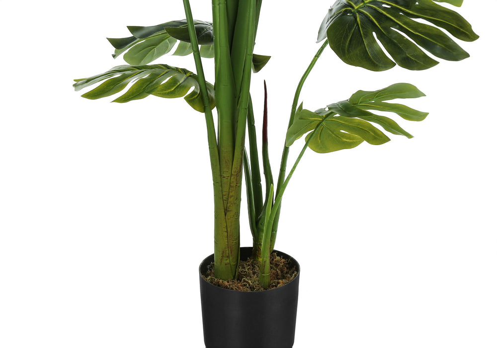 Artificial Plant, 55" Tall, Monstera Tree, Indoor, Faux, Fake, Floor, Greenery, Potted, Real Touch, Decorative - Green / Black