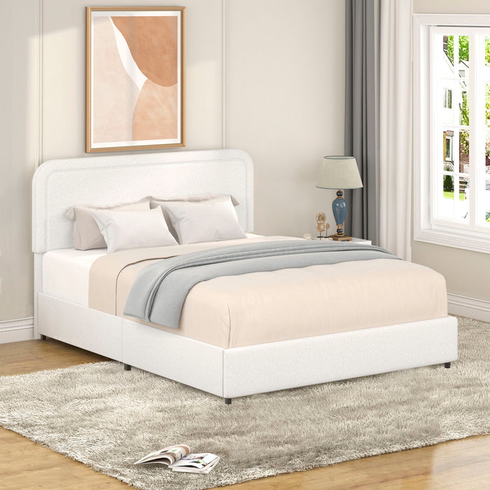 Liv - Queen Upholstered Platform Bed With Patented 4 Drawers Storage - Ivory Boucle