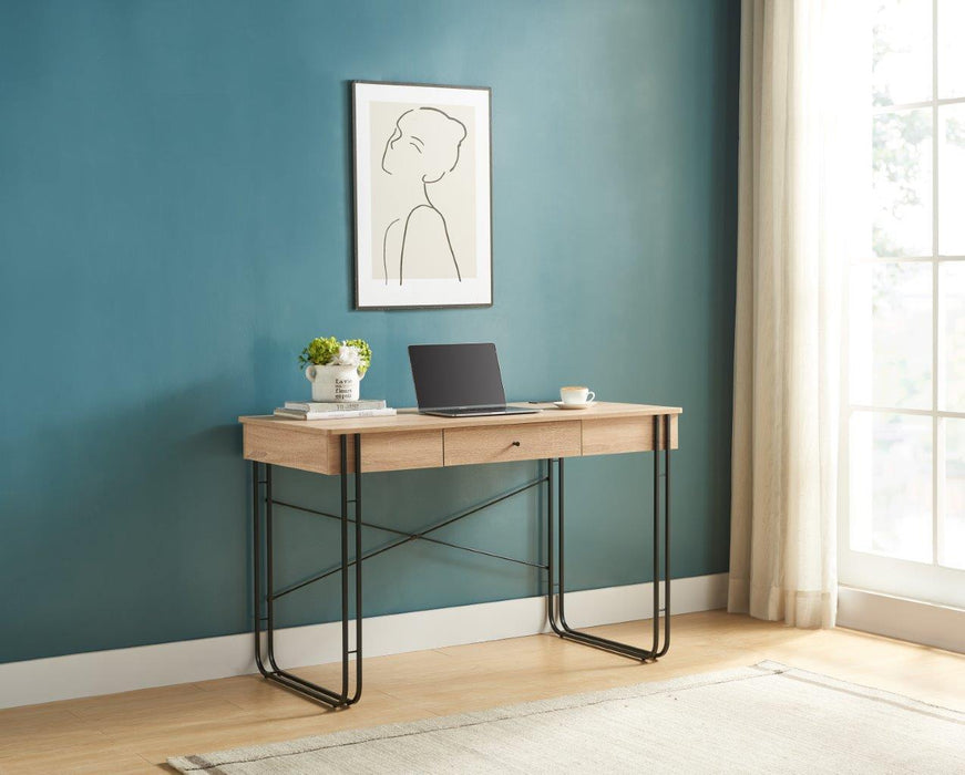 Computer Desk Writing Desk With One Drawer Metal Legs And USB Outlet Port