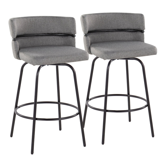 Cinch - Contemporary Fixed Height Counter Stool With Swivel And Round Footrest (Set of 2)