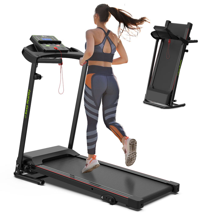 Folding Treadmill With Incline 2.5Hp 12Km / H, Electric Treadmill For Home Foldable, Bluetooth Music Cup Holder Heart Rate Sensor Walking Running Machine For Indoor Home Gym Exercise Fitness - Black