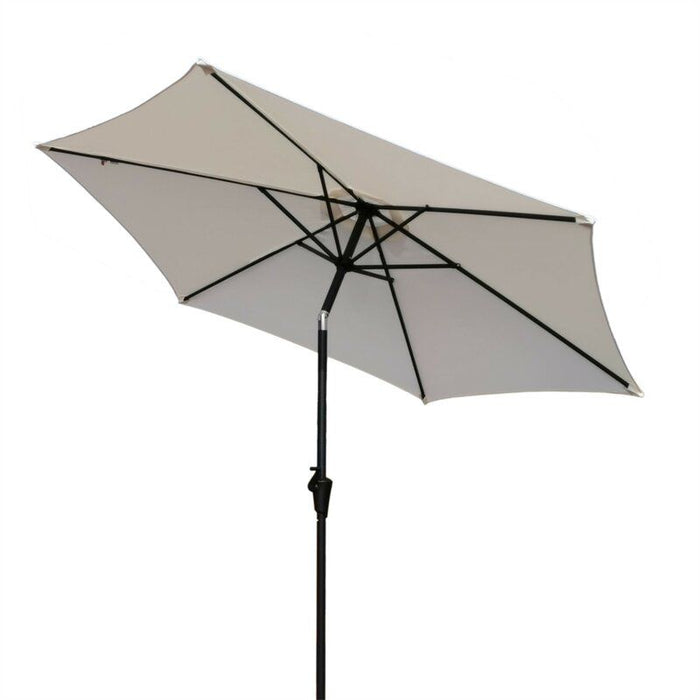 8.8' Outdoor Aluminum Patio Umbrella, Patio Umbrella, Market Umbrella With 33 Pounds Round Resin Umbrella Base, Push Button Tilt And Crank Lift - Creme