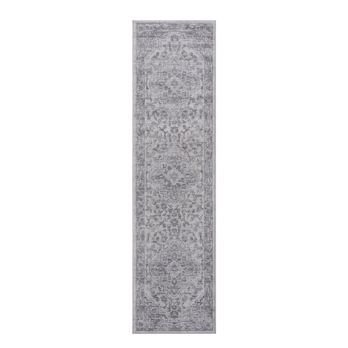 2' x 8' Oriental Non-Shedding Living Room Bedroom Dining Home Office Stylish And Stain Resistant Area Rug - Silver