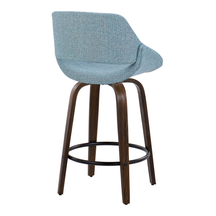 Fabrico - Mid Century Modern Fixed Height Counter Stool & Round Footrest (Set of 2)