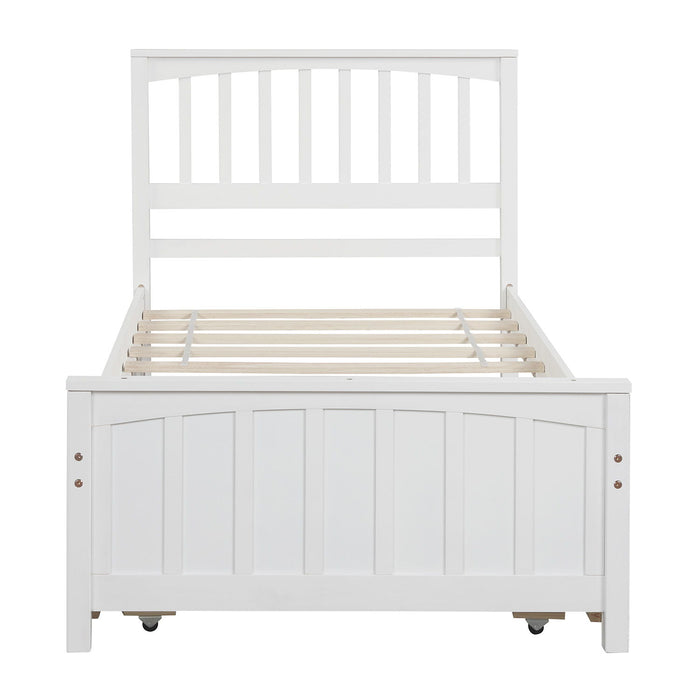 Twin Size Platform Bed & Trundle - White