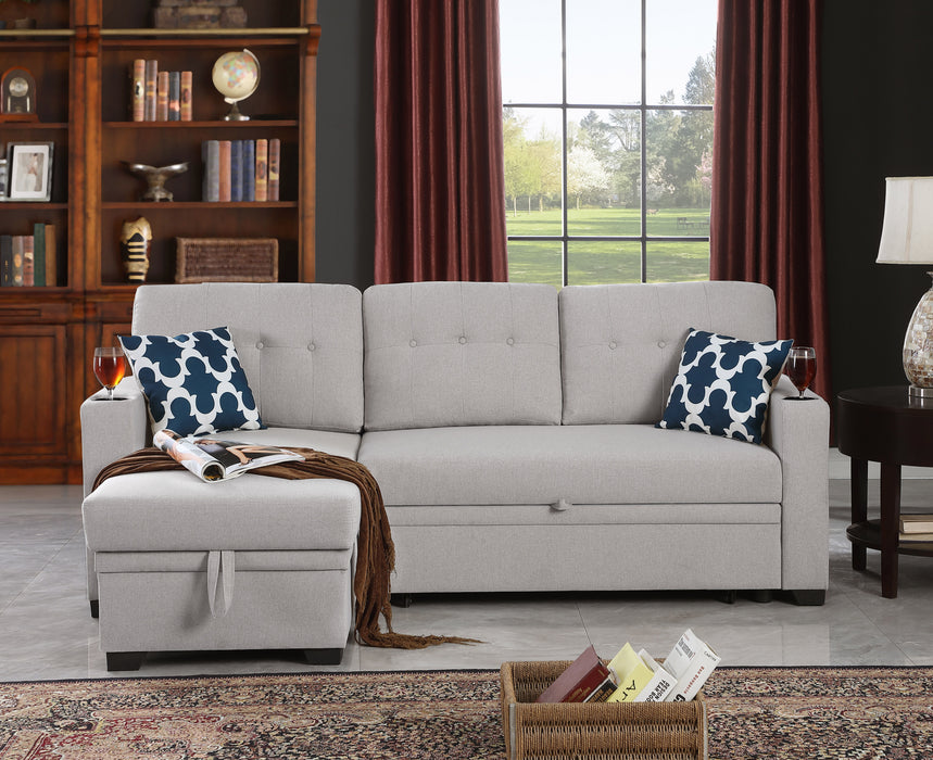 82" Width Sectional With Storage Chaise And Cupholder Armrest