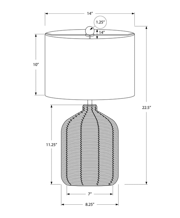 Lighting, Table Lamp, Rattan, Resin, Modern - Brown