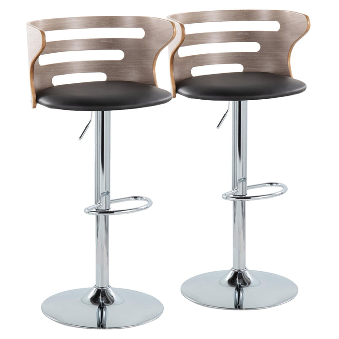 Cosi - Mid-Century Modern Adjustable Barstool With Swivel (Set of 2) - Light Gray / Black