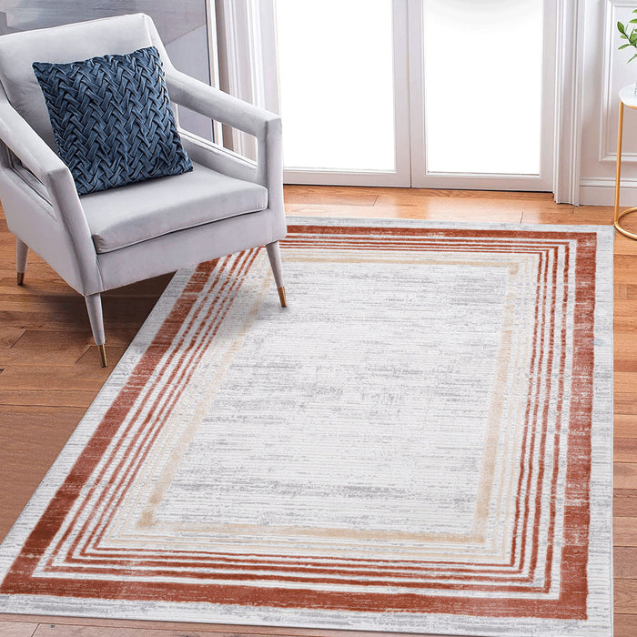 Marfi - Bordered Non-Shedding Living Room Bedroom Dining Home Office Stylish And Stain Resistant Area Rug