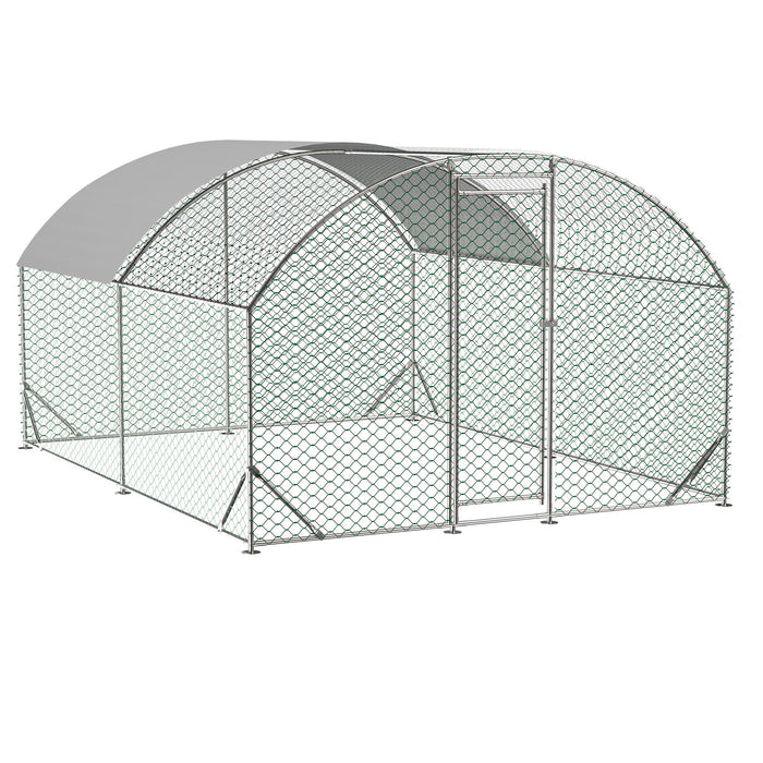 Large Chicken Coop Metal Chicken Run With Waterproof And Anti-Uv Cover, Dome Shaped Walk-In Fence Cage Hen House For Outdoor And Yard Farm Use, 1" Tube Diameter