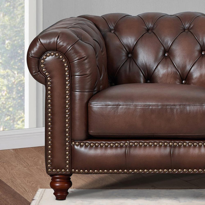 Alton Bay-Top Grain Leather Chair - Brown