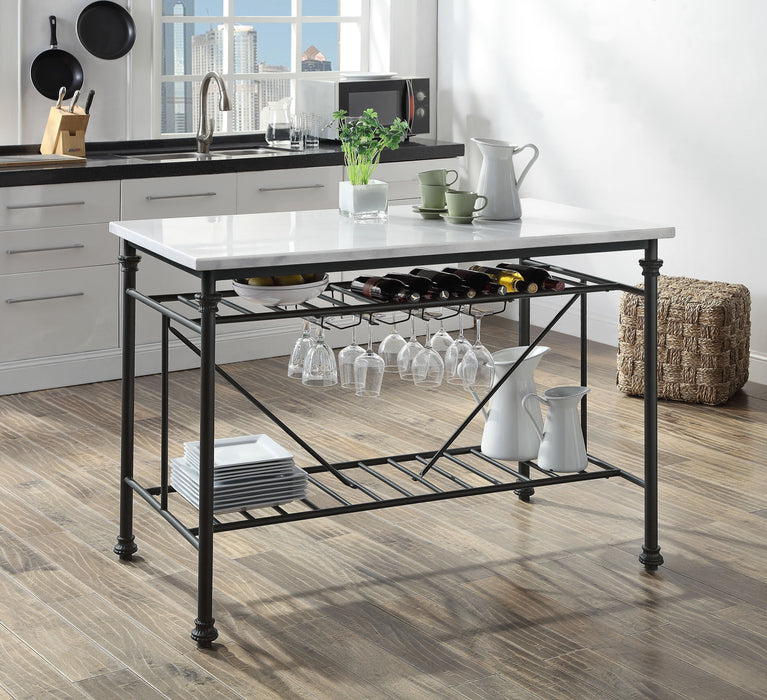 Mera - Marble Top Kitchen Island - Gray / Marble