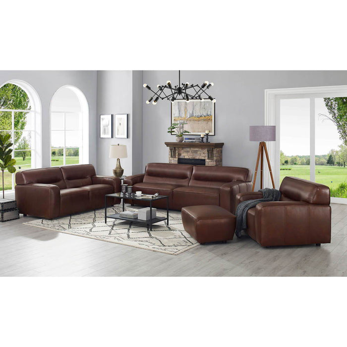 Avalon - Leather Ottoman - Raisin