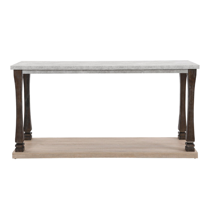 Rectangle Mid-Century Console Table For Entryway, Sofa Table With 2 Tier Storage Shelf - Gray