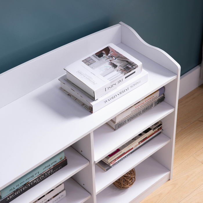 Wooden Shoe Storage Bench, Nine Storage Shelves