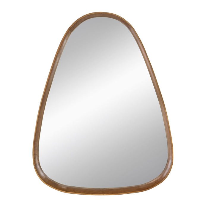 Irrgeular Mirror With Wood Frame, Wall Mirror For Living Room Bathroom Entryway - Brown