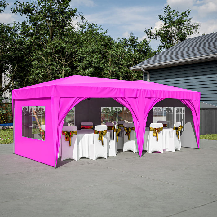 Pop Up Canopy Outdoor Portable Party Folding Tent With 6 Removable Sidewalls + Carry Bag + 6 Pieces Weight Bag