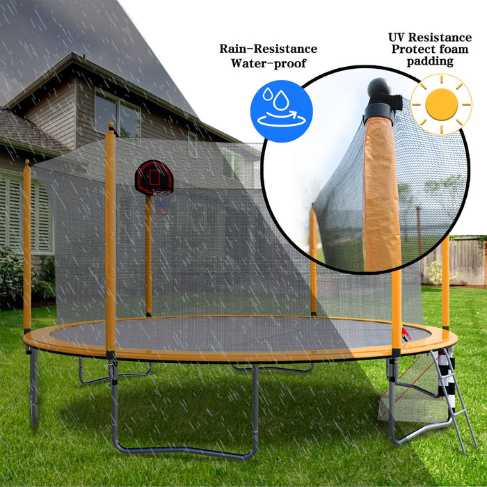 16Ft Trampoline With Basketball Hoop Pump And Ladder (Inner Safety Enclosure) With Soccer Goal