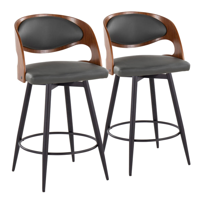 Pino - Mid Century Modern Fixed Height Counter Stool With Swivel With Round Footrest (Set of 2)