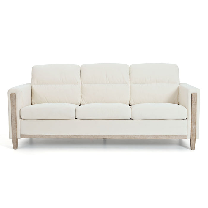 Comfortable Solid Wood Three-Seater Sofa, Soft Cushions, Durable And Long-Lasting, 79.5" Sofa Couch For Living Room