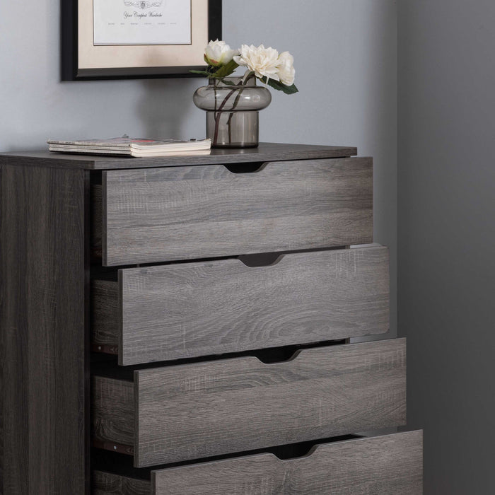 Modern Five Drawer Clothes And Storage Chest Cabinet With Cutout Handles