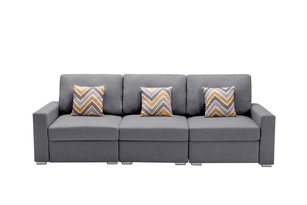 Nolan - Linen Fabric Sofa With Pillows And Interchangeable Legs