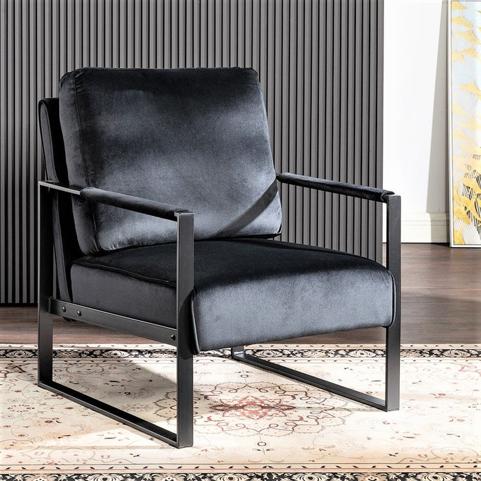 Classic Mid Century Modern Accent Chair With Durable Square Metal Frame, Armchair