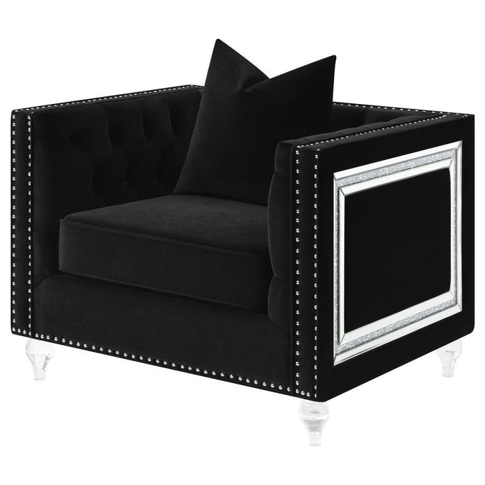 Delilah - Upholstered Tufted Tuxedo Arm Accent Chair - Black