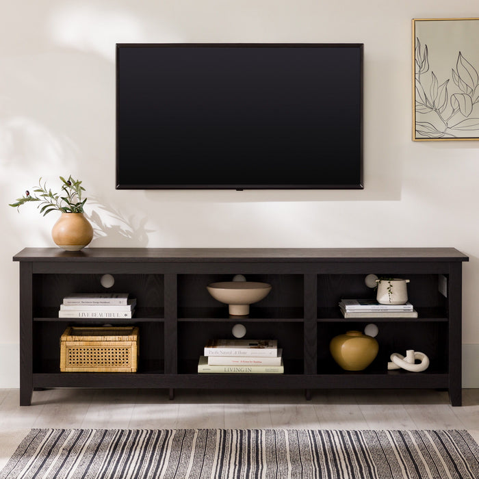 Modern Transitional 3 Shelf Open Storage 70" TV Stand For 80" TVs