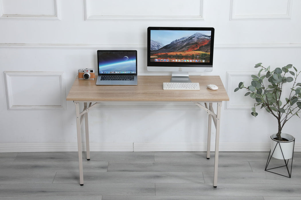 Folding Table Desk, Computer Workstation No Install Beige - Beige