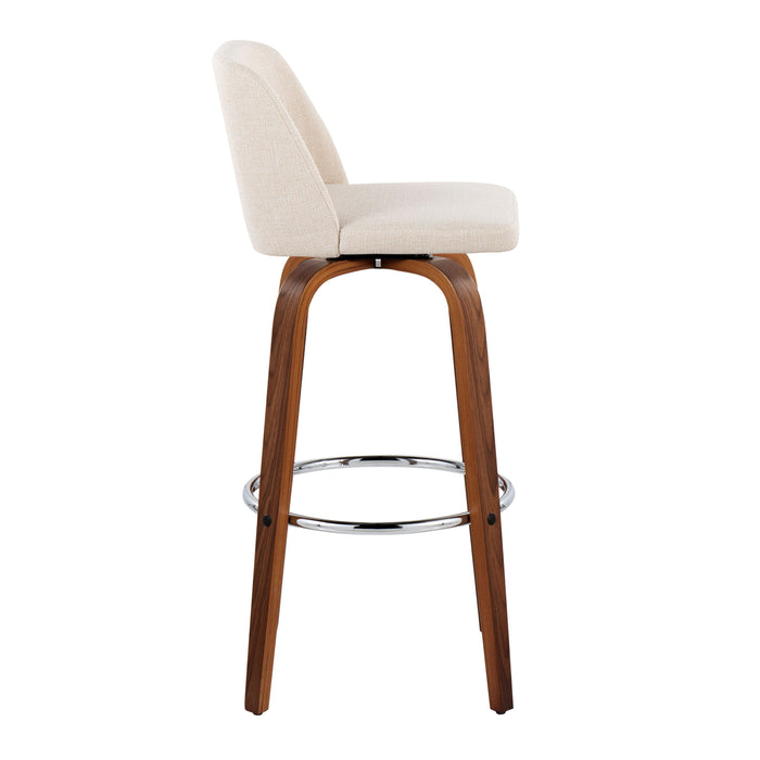 Toriano - Mid Century Modern Fixed Height, Barstool With Swivel With Round Footrest (Set of 2)