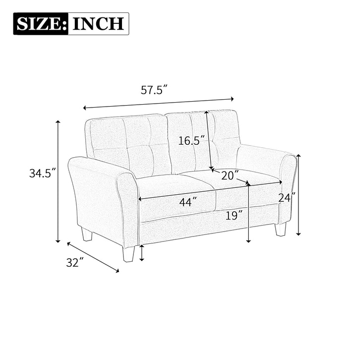 Modern Living Room Loveseat Linen Upholstered Couch Furniture For Home Or Office