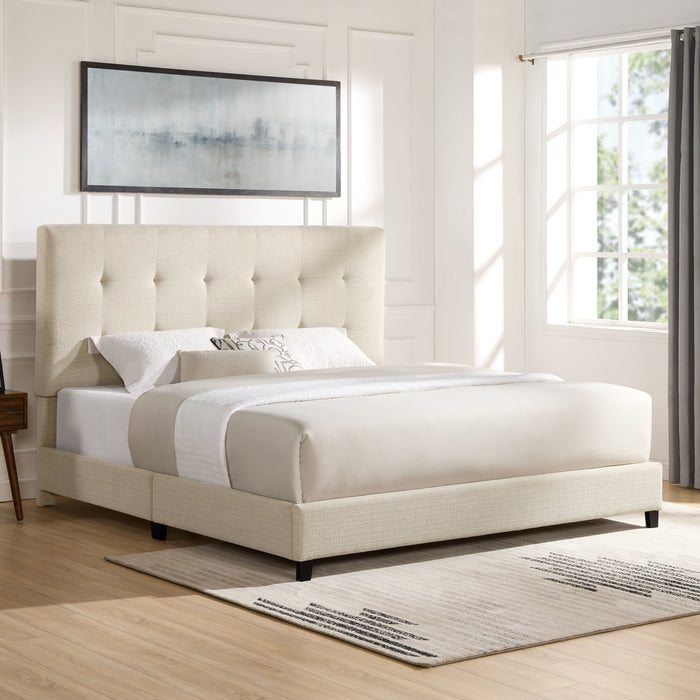 King Size Tufted Upholstered Platform Bed - Beige