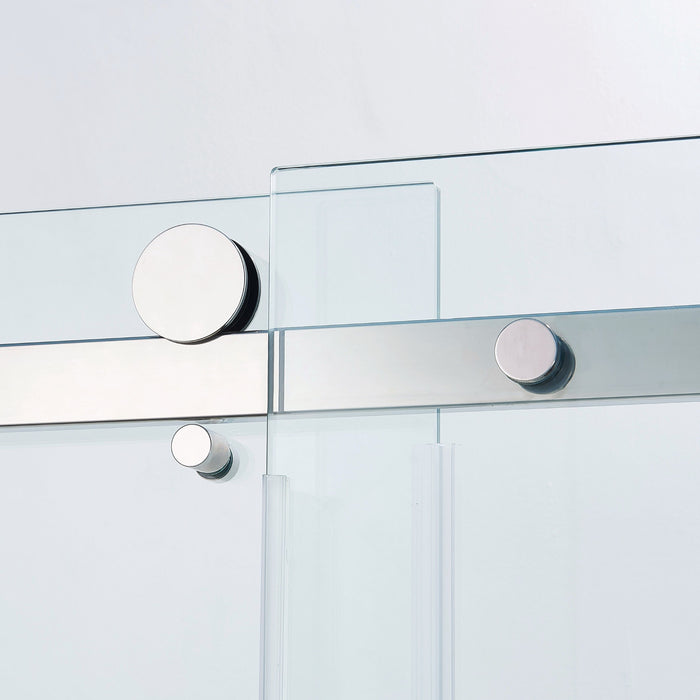 Semi-Frame Single Sliding Shower Door, 304 Stainless Steel, 5 / 16" (8Mm) Thick Sgcc Tempered Clear Glass