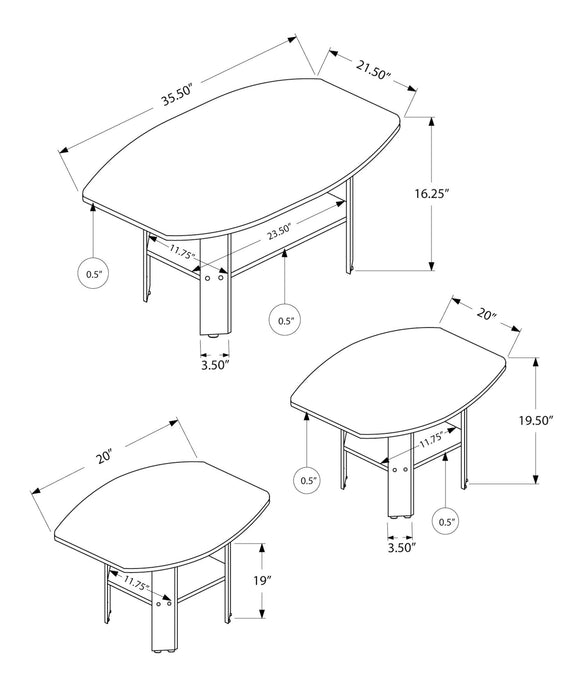 Table Set, Coffee, End, Side, Accent For Living Room, Transitional (Set of 3) - Gray