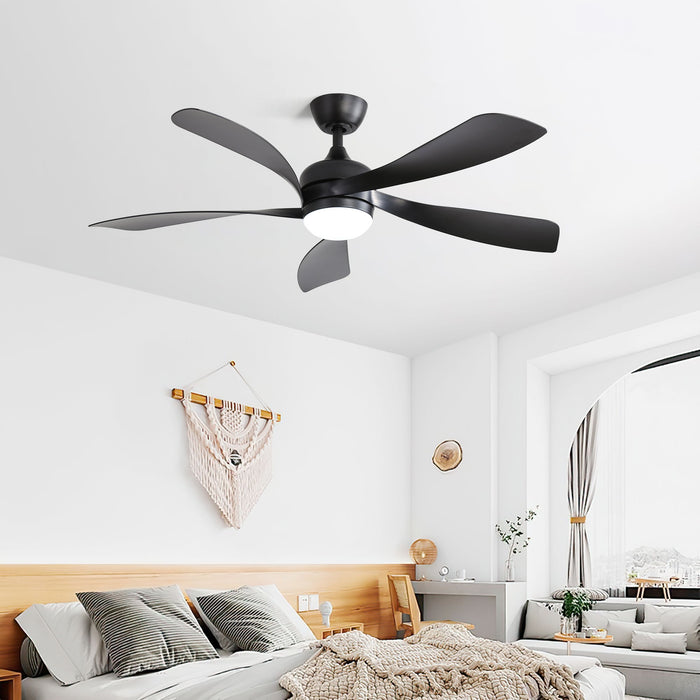 Modern Ceiling Fan With 3 Color Dimmable Light 5 ABS Blades Smart Remote Control Reversible Dc Motor