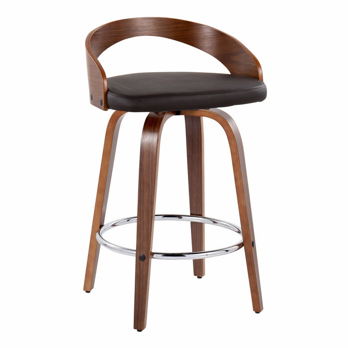 Grotto - Mid Century Modern Elegant Fixed Height Counter Stool With Swivel With Round Footrest (Set of 2)