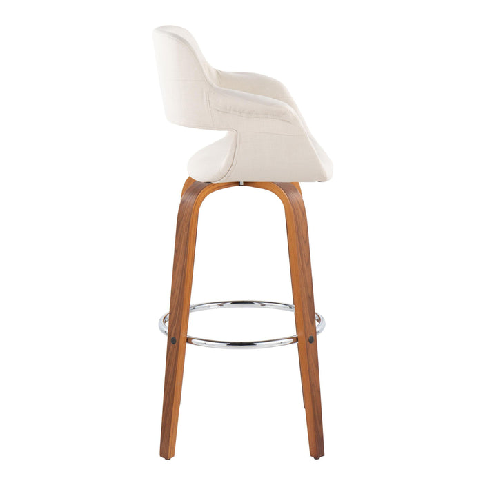 Vintage Flair - Mid Century Modern Fixed Height Barstool With Swivel & Round Footrest (Set of 2)