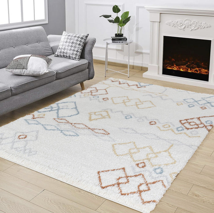 Loft Shag - 5' 3" X 7' Shaggy Area Rug, Polypropylene - Ivory