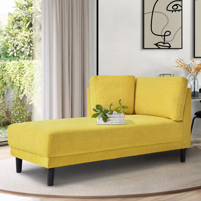 Mid-Century Modern Fabric Corner Lounge Chair, Upholstered Indoor Chaise Lounge For Bedroom, Office, Small Living Room & Apartment - Yellow