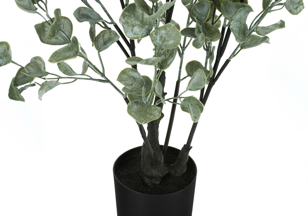 Artificial Plant, 35" Tall, Eucalyptus Tree, Indoor, Faux, Fake, Floor, Greenery, Potted, Decorative - Green / Black