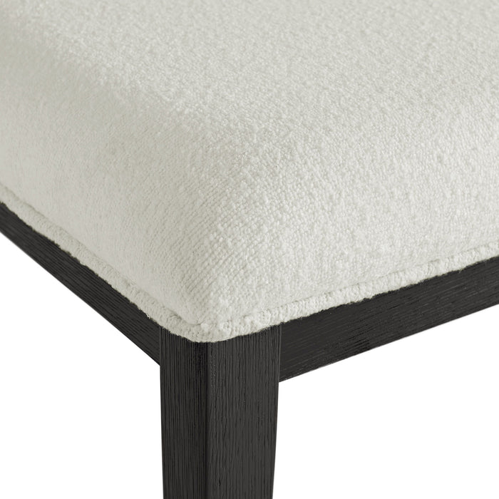 Versailles Contemporary - Dining Bench With Boucle White Fabric - Black