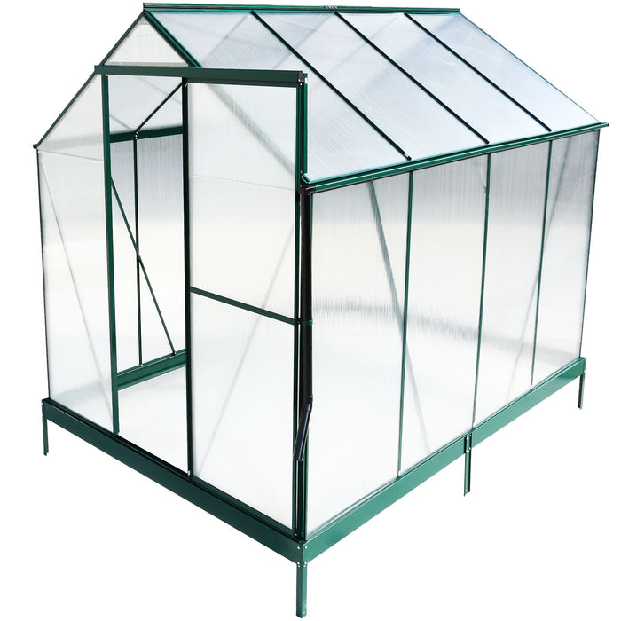 Polycarbonate Greenhouse, Heavy Duty Outdoor Aluminum Walk-In Green House Kit With Rain Gutter, Vent And Door For Backyard Garden