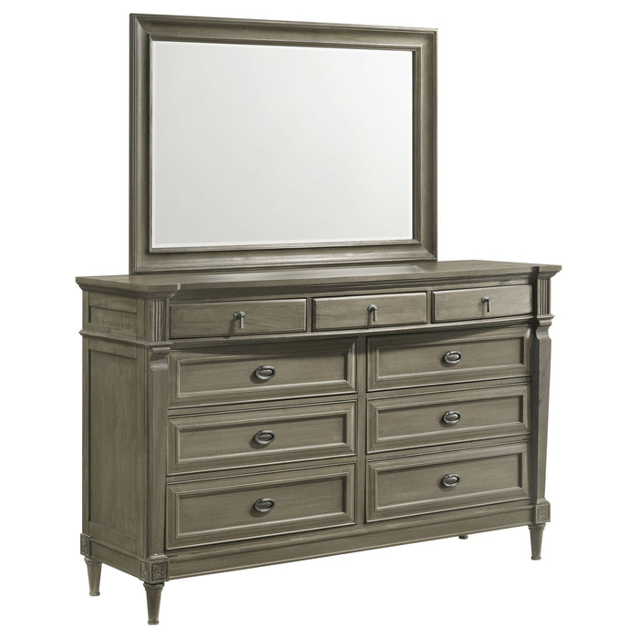 Alderwood - 9 Drawer Dresser With Mirror - French Grey