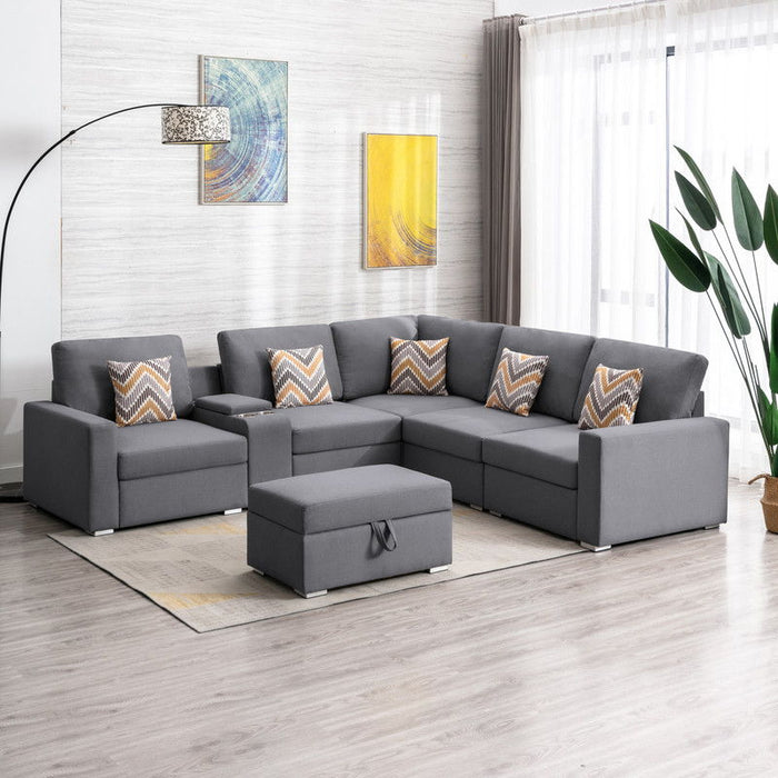 Nolan - 7 Piece Sectional Sofa With Pillows And Interchangeable Legs