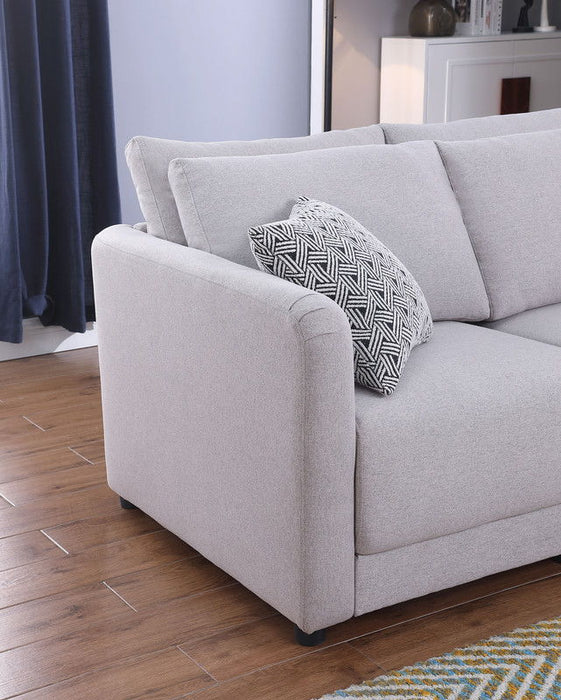 Penelope - Fabric Loveseat With Pillows - Light Gray Linen