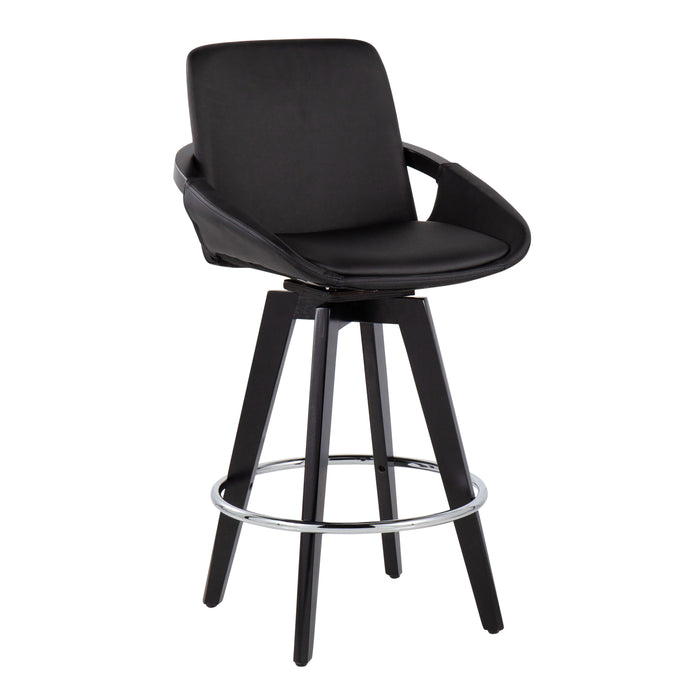 Cosmo - Contemporary Fixed Height Counter Stool With Swivel And Round Footrest (Set of 2)