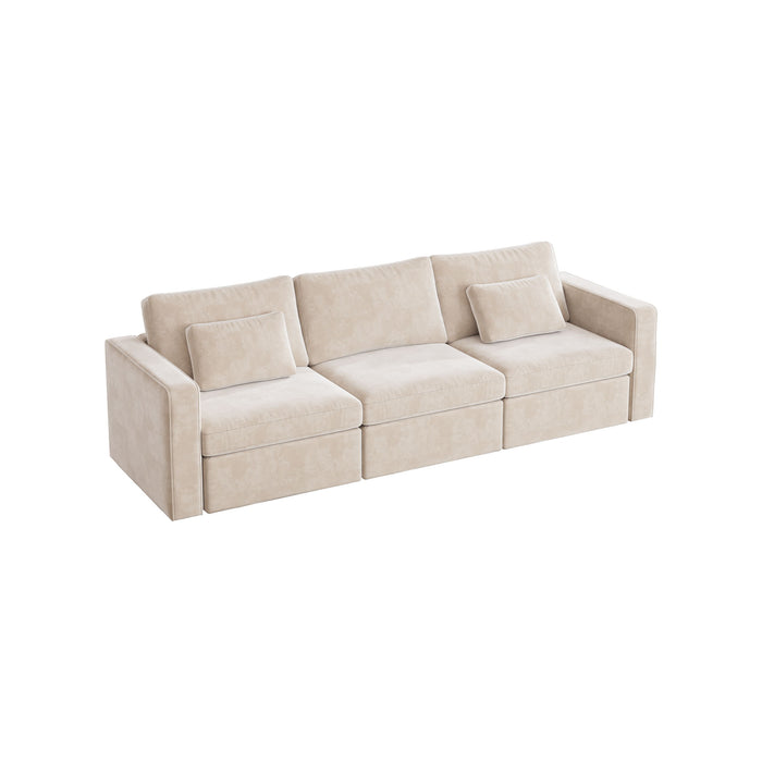 3 Seats Modern U-Shape Sectional Sofa, Oversized Upholstery Chaise Couch With Storage Ottomans For Living Room / Loft / Apartment / Office